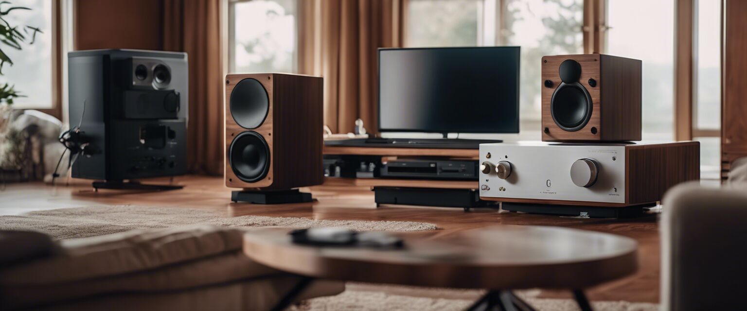 Elegant audio setup with DAC and speakers